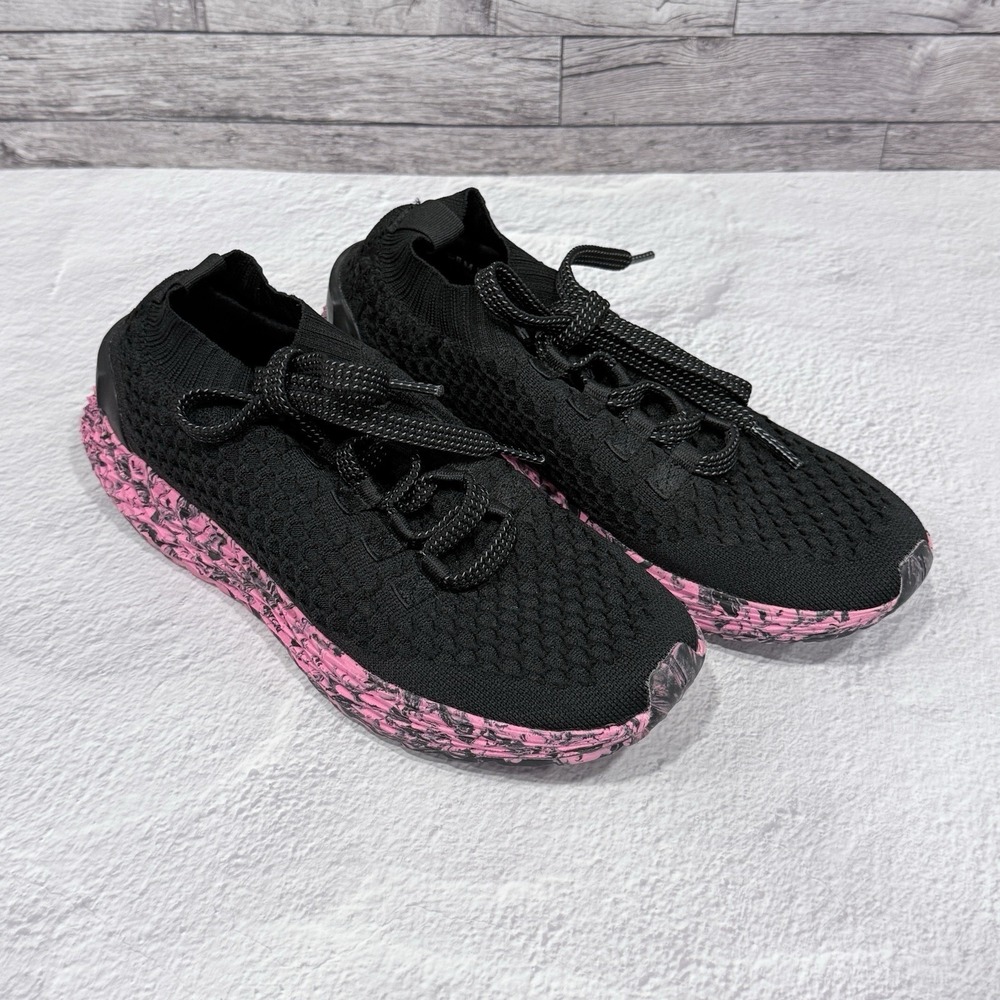 NOBULL AllDay Knit Runner Black Pink Men's 7 Women's 8.5 Training Shoes